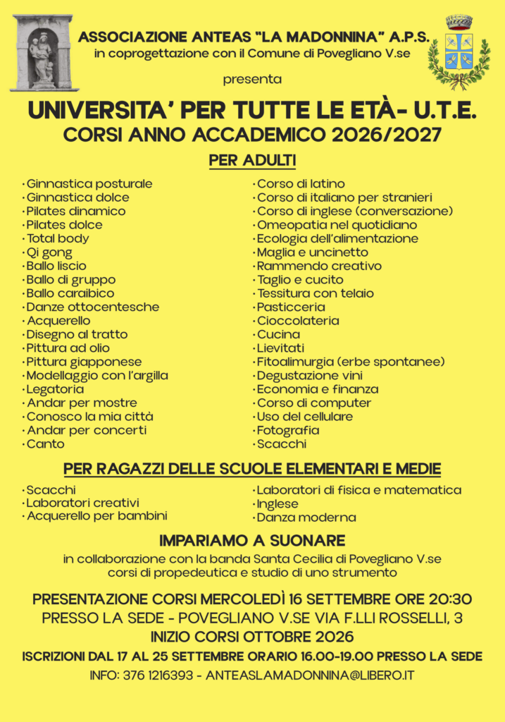 Presentazione corsi ANTEAS \"La Madonnina\"